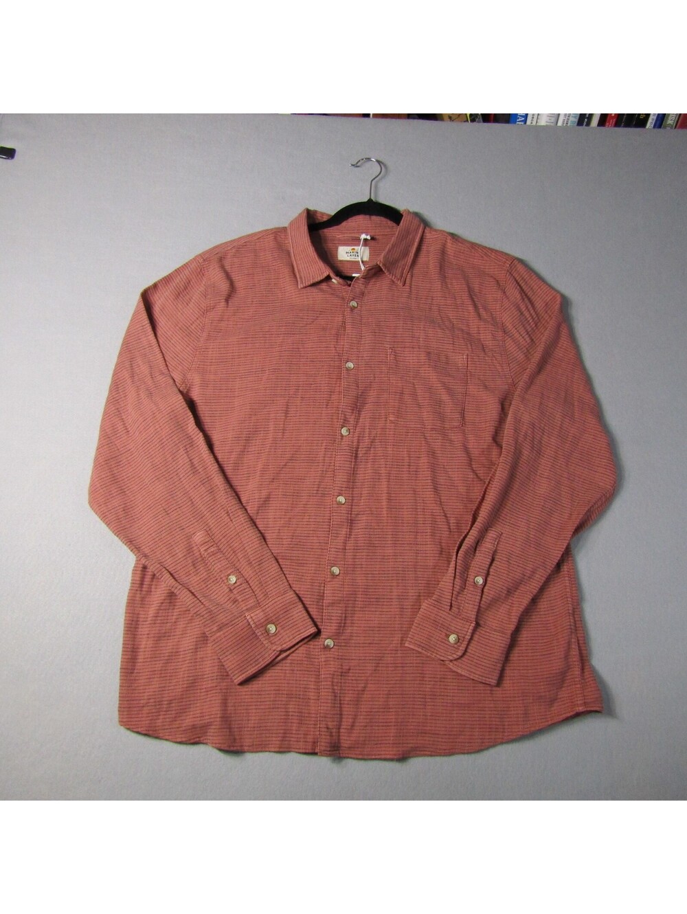 NWT Marine Layer Classic Stretch Selvage Shirt Warm Stripe Men's XL